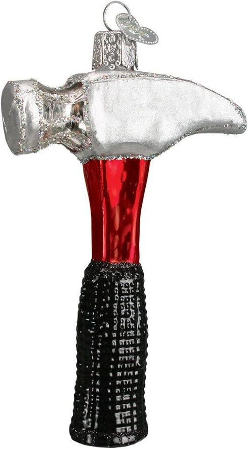 Old World Christmas Glass Blown Ornaments, Contractor Tools Claw Hammer for Christmas Tree