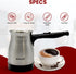 Marado Arabic/Turkish Foldable Portable Electric Coffee Pot, Stainless Steel, up to 5 cups