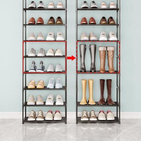 Small Stackable Shoe Rack, Narrow Kids Shoe Stand, Metal Storage Shelf for 6-8 Pairs of Shoes, Entryway, Closet