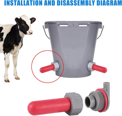 TOHONGADON 3PCS (Style-2) Calf Feeder Pacifier with Fixed Base for Feeding Milk Bucket Cow Nipple Calves Teats Soft
