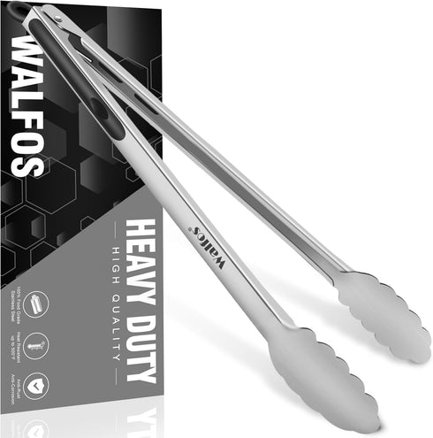 Walfos 17 Inch Extra Long Grill Tongs, Stainless Steel BBQ Tongs for Grilling, Cooking, and Turning Food