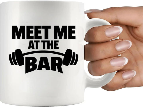 Panvola Meet Me At The Bar Weightlifting Gift Mug, Funny Ceramic Gym Coach Mug for Dad, Husband, or Brother