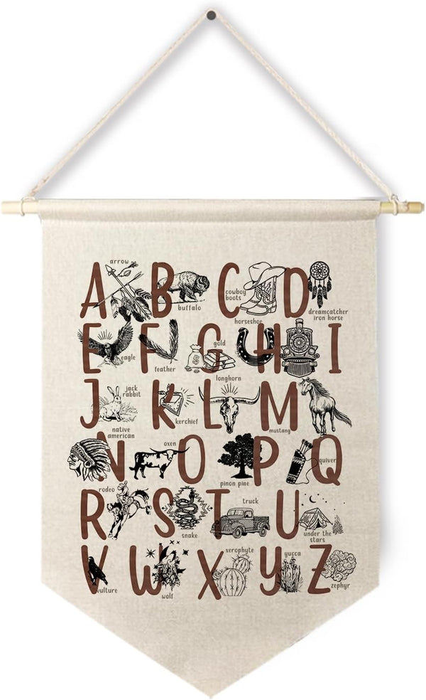 Qpenm Cowboy Nursery Decor, Western Southwestern Aztec Alphabet ABC Posters & Prints,