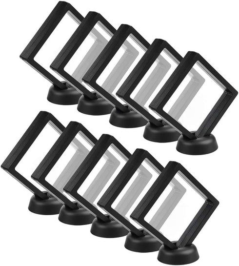 Set of 10 Pcs Black Diamond Shape Display Holder Stands, 3D Floating Frame for Medallions