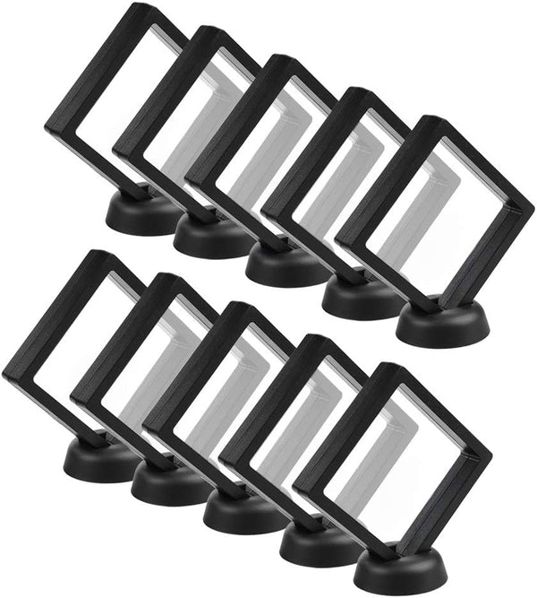 Set of 10 Pcs Black Diamond Shape Display Holder Stands, 3D Floating Frame for Medallions