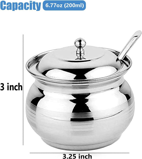 Rastogi Handicrafts Stainless Steel Small Pot, 200 ml Capacity for Oil, Ghee, Salt, Tea, Coffee, Spices, Sugar (1)