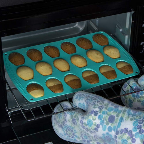 Webake 18 Cavity Silicone Madeleine Pan for Small Cake, Candy, and Cookies