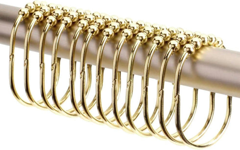2 Lb. Depot Wide Shower Curtain Rings - Set of 12 Easy Glide Rollers with Decorative Gold Finish