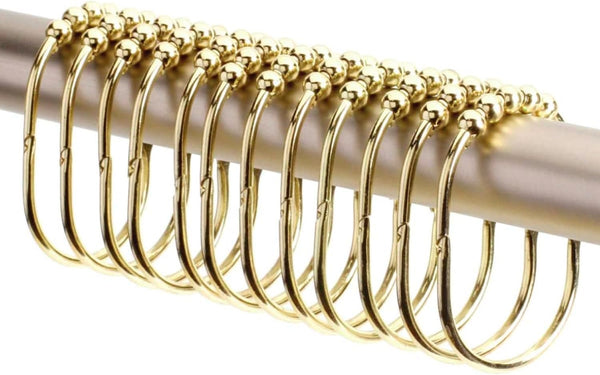 2 Lb. Depot Wide Shower Curtain Rings - Set of 12 Easy Glide Rollers with Decorative Gold Finish