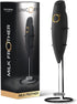 Milk Frother Matte Black, Handheld Electric Whisk with 19000 rpm, Includes Book Recipes & Stainless Steel Stand