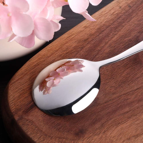 7-Inch Baikai Bouillon Soup Spoons, 18/10 Stainless Steel Finished Table Dinner Spoons Set of 4