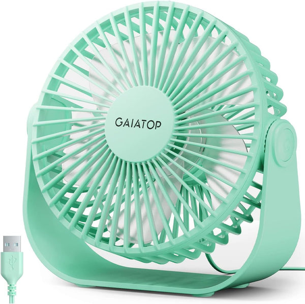 Gaiatop USB Desk Fan, 3 Speeds, 5.5 Inch Portable Small Fan, Quiet Table Fan, 90° Rotate for Bedroom, Home, Office