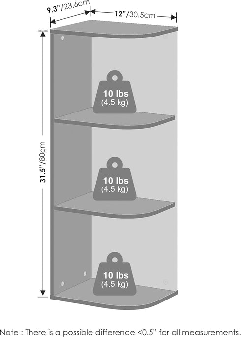 3-Tier Furinno Reed Corner Shelf, Corner Bookshelf, Book Shelf, Corner Shelves, Storage Rack, for Organization