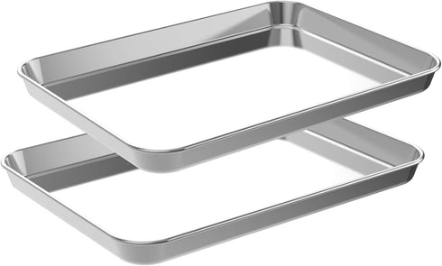 Small Baking Sheet Set of 2, CEKEE Stainless Steel Baking Pan Tray, Cookie Sheet, 9 x 7 x 1 Inch