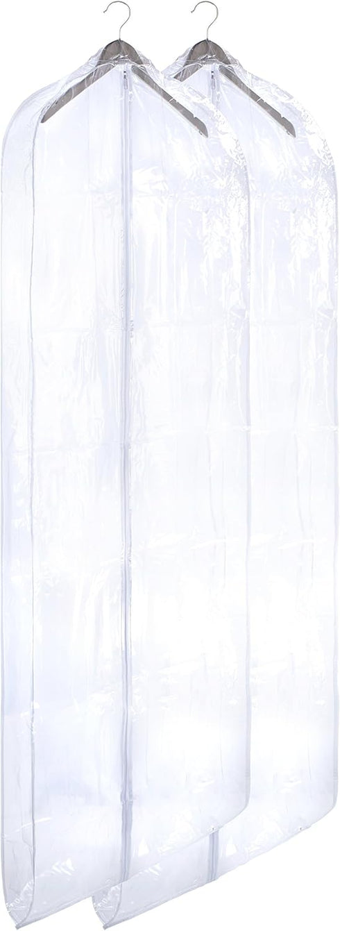Handy Laundry Clear Vinyl Gown Bag, Set of 2 (24 X 65 Inches) for Coats, Suits, Dresses, Dust-Free