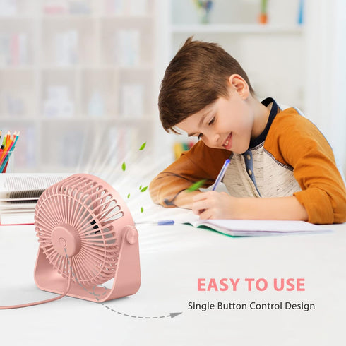 FARADAY USB Desk Fans 5 Inches Portable Table Fans 360° Head Rotation Small Personal Desktop Fan for Home Office, 3 Speeds, Pink by FARADAY