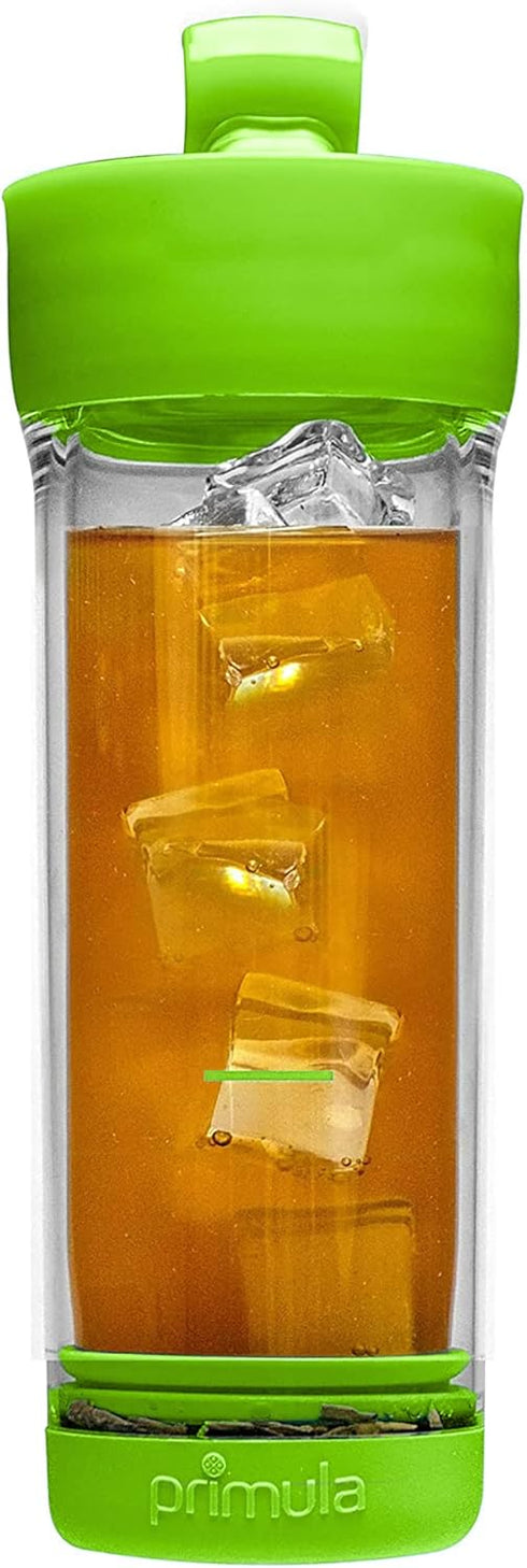 Primula Press and Go Iced Tea Maker, 16-Ounce Travel Tumbler, Green Infuser Bottle, Leak-proof Lid, Dishwasher Safe