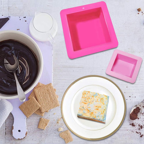 3 Pcs Non-Stick Square Baking Silicone Molds, Quick Release Bread Pan Tray for Cheese Cake, Handmade Toast Mold - Rose
