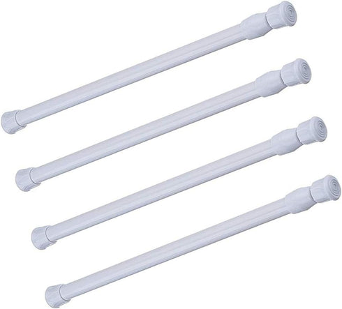 Cupboard Bars Tension Rods, 4 Pack Spring Tension Curtain Rods 11.8-20 Inches Adjustable (White)