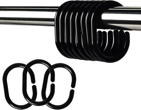Premium Plastic Shower Curtain Rings, 24Pcs Hooks with Easy Snap Closure for Standard Shower Rods