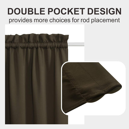 Aquazolax Blackout French Door Curtain, 25x72 Inches, Blackout Drapery for Privacy, 1 Panel, Toffee Brown