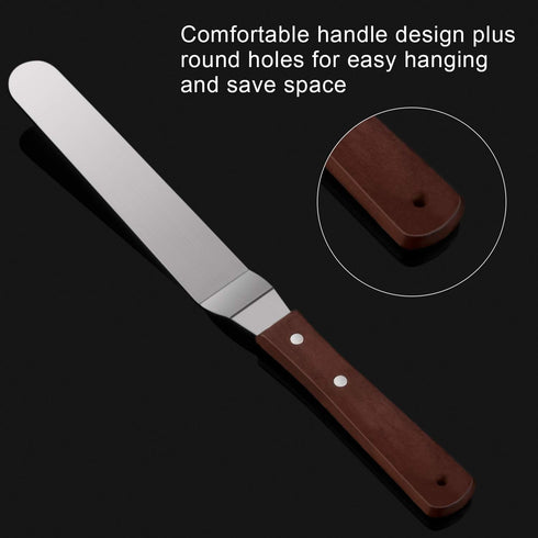 4 Packs Offset Spatula, Stainless Steel Cake Icing Spatula Set with Wooden Handle for Cake Decorating