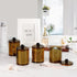SheeChung 2 Pack Small Clear Plastic Apothecary Jar, 12 Oz, Bronze, Qtip Dispenser Holder for Bathroom Vanity Storage