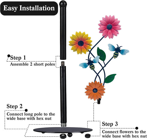 Sunflower Kitchen Paper Towel Holder, Black Metal Farmhouse Decor with Sunflower Flower Bee for Kitchen