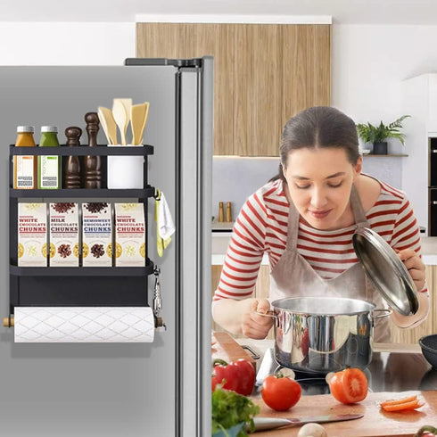 Dr.BeTree Magnetic Spice Rack for Refrigerator, Magnetic Paper Towel Holder Shelf, Kitchen Organization and Storage