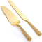 Dicunoy 2 PCS Gold Cake Knife and Server Set, Vintage Engraved Utensils for Wedding, Birthday, Party