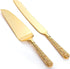 Dicunoy 2 PCS Gold Cake Knife and Server Set, Vintage Engraved Utensils for Wedding, Birthday, Party