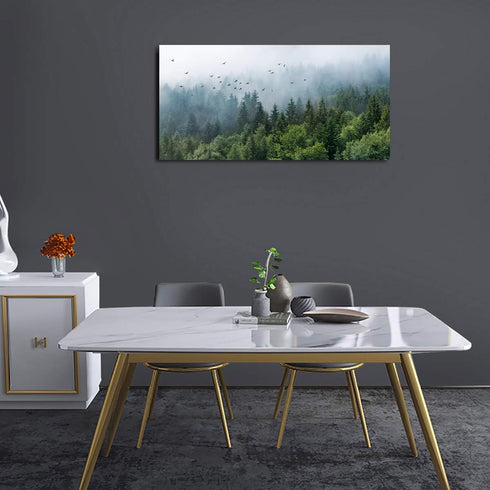 20" 40" Green Forest Wall Art Tropical Forest Mountain Bird Contemporary Canvas Pictures Modern Artwork Framed