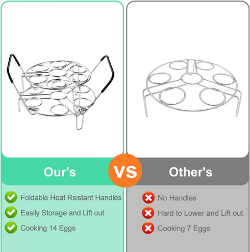 Stackable Egg Steamer Rack, BiaoGan Egg Cooking Rack with Heat Resistant Silicone Handles for Instant Pot