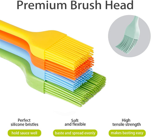 Silicone Basting Pastry Brush - Cooking Brush for Oil, Sauce, Butter Marinades, Food Brushes for BBQ Grill Kitchen