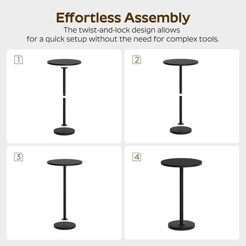 ET30BM YATINEY Round Side Table, Small Drink Table for Small Spaces, Pedestal Style Martini Table, End Table in Living
