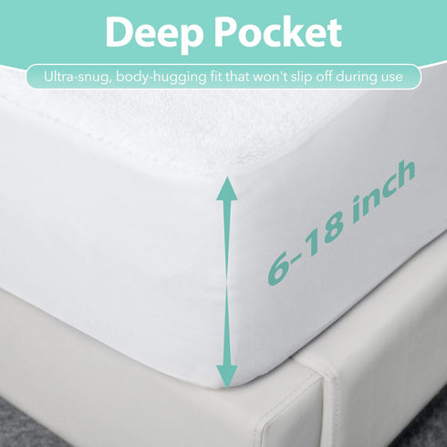 18 Queen Mattress Protector Waterproof- Washable Mattress Cover Queen Size Fitted Bed Pad Noiseless Plastic Protection