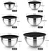 TeamFar Mixing Bowls Set of 6, Stainless Steel Mixing Bowls Nesting Salad Bowl with 3 Grater Attachments, for Food Cooking Prepping Storing, Black - Size 4.6/2.6/2 / 1.5/1 / 0.7 QT by TeamFar
