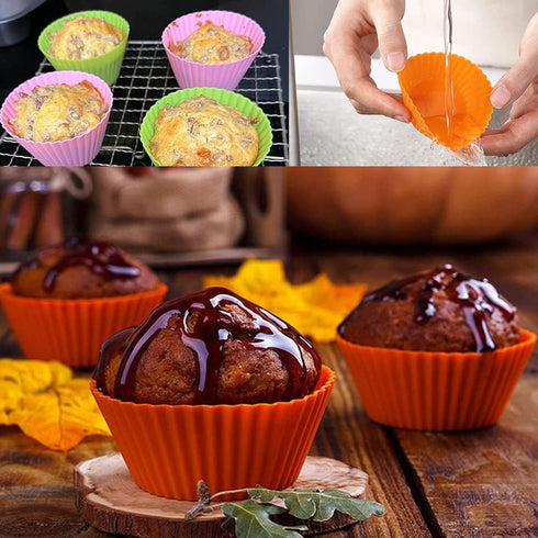 Extra Large Silicone Cupcake Baking Cups, 12 Pack, 3.54 Inch Reusable Muffin Liners, Easy to Clean for Cupcake, Muffin