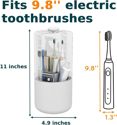 360 4 YOOLENS Toothbrush Holder with Cover Rotating Compartments Bathroom Toothpaste Electric Toothbrush Organizer
