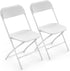 VINGLI 2 Pack White Plastic Folding Chair, Indoor Outdoor Portable Stackable Commercial