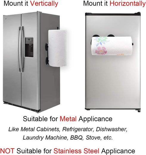 LEVOSHUA 12.3" Magnetic Paper Towel Holder for Fridge, Heavy Duty Magnet Rack, No Drill, Fits Large Rolls, Space Saving