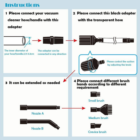 9pcs/Set Vacuum Cleaner Attachments, Mini Micro Tool Car Detailing Kit, Accessories for Car Vacuum Cleaning