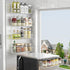 4 Tier Magnetic Spice Rack | Strongly Magnetic Spice Shelf with Utility Hooks | Refrigerator Spice Storage | Kitchen