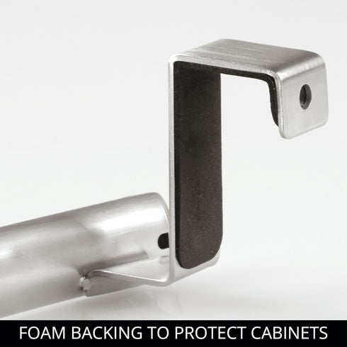 iDesign Axis Curved Over-the-Cabinet Kitchen Bar Holder for Dish and Hand Towels, Brushed Stainless Steel