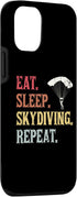 iPhone 14 Case, Funny Skydivers Parachutists Eat Sleep Skydive Repeat Design