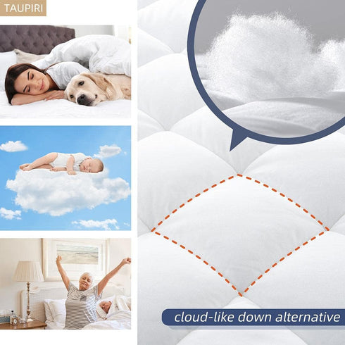 Taupiri California King Quilted Mattress Pad Cover, Deep Pocket Cooling Soft Pillowtop
