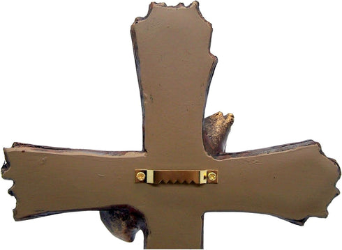 Wall Cross with Praying Hands, God Bless Our Family, Rustic Wood Look, 13 Inches