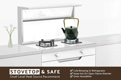 30 (900 ml), Toptier Cast Iron Teapot, Stovetop Safe Japanese Cast Iron Tea Kettle, Diamond Design Tea Pot