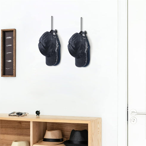 Mkono Hat Organizer for Baseball Caps, Set of 2 Wall Hat Rack 5 Inches Space Saving Holds 20 Caps Modern L -Shaped Hat Hooks Wall Mount Hat Holder for Closet Bedroom Storage, Small, Black by Mkono