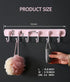 Kids Coat Rack Wall Mount, Adhesive Wall Hooks with 6 Rotating Hooks for Hanging Clothes, Pink Decorative Hangers